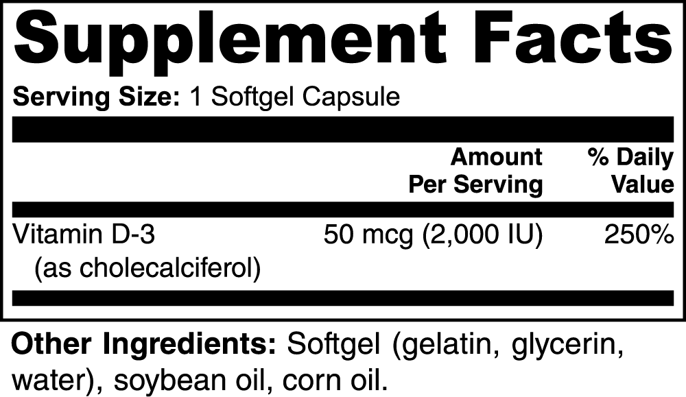 Vitamin D3 2,000 IU - Bordin Health™ Store